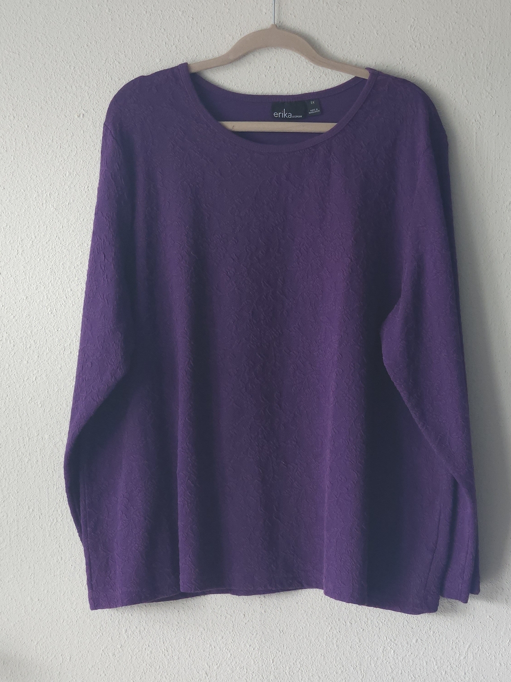 Erika Deep Purple Crewneck Textured Lightweight Sweater PLUS SIZE 2X